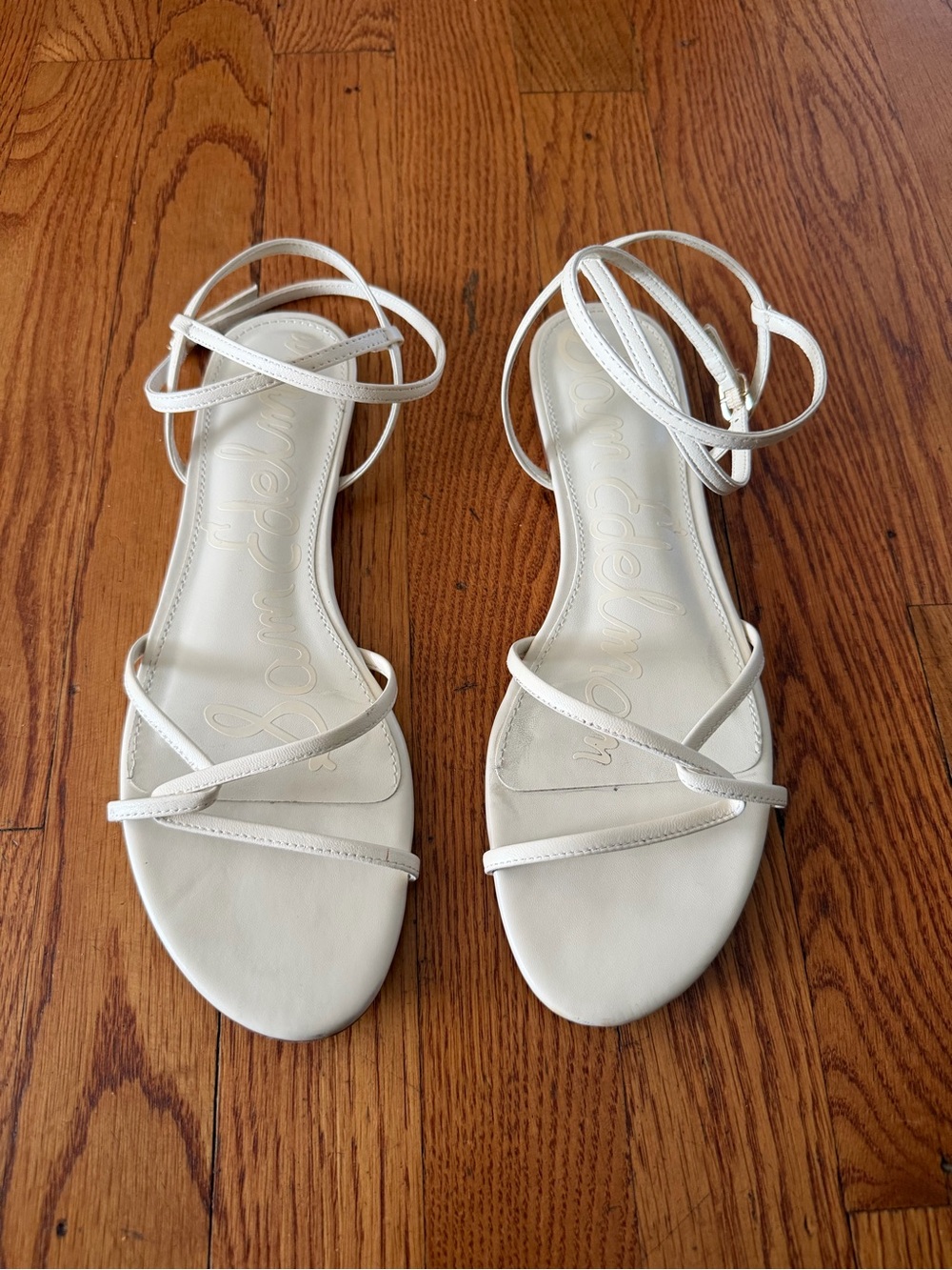 Sam Edelman White Strappy Ankle-Tie Sandals